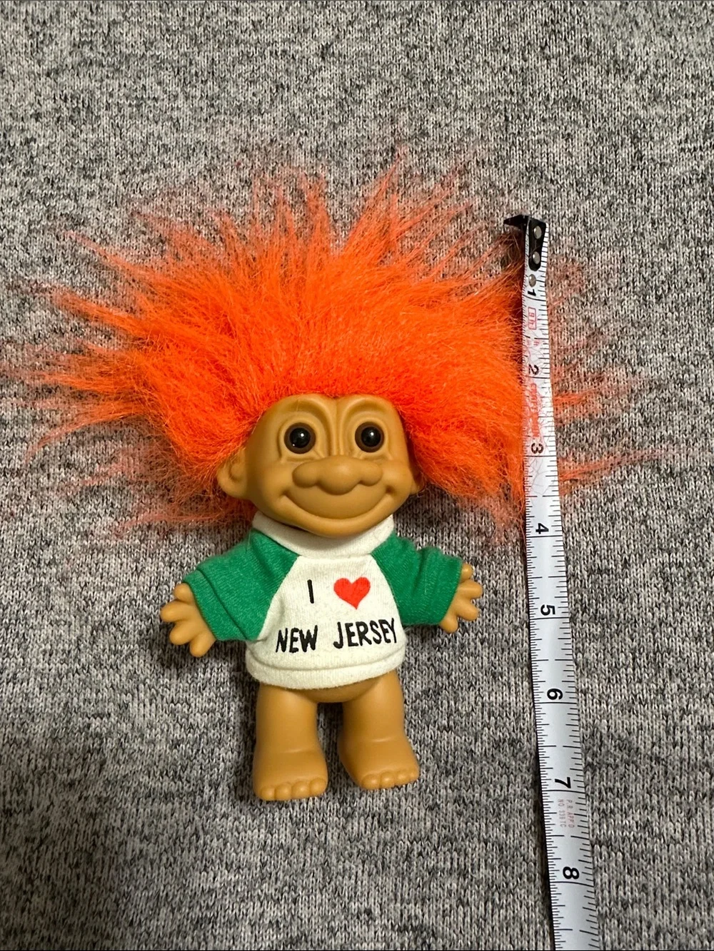 Russ Orange-Haired Troll Doll with Green Sleeves 